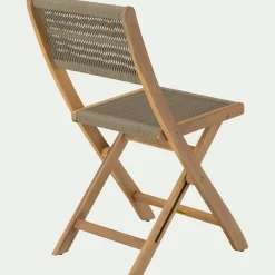 Chaise de jardin pliante en acacia et corde - bois clair