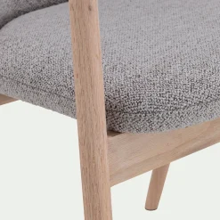 Chaise de repas avec accoudoirs en tissu - gris