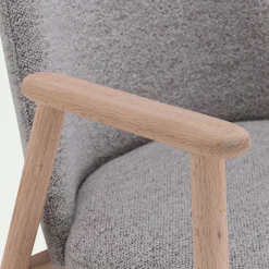 Chaise de repas avec accoudoirs en tissu - gris