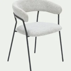 Chaise de repas avec accoudoirs en tissu - beige