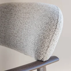 Chaise de repas avec accoudoirs en tissu et acier - gris
