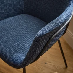 Chaise de repas avec accoudoirs en tissu - bleu figuerolles