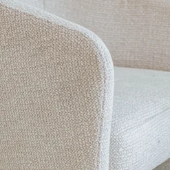 Chaise de repas contemporaine avec accoudoirs en tissu - beige