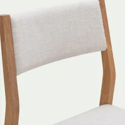 Chaise de repas en chêne massif et tissu - blanc écru