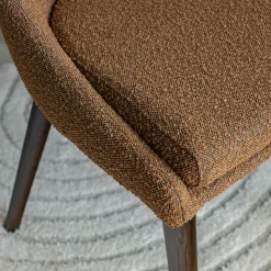 Chaise de repas en tissu bouclette rasé - brun chataignier