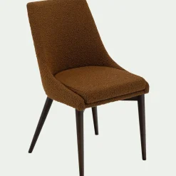 Chaise de repas en tissu bouclette rasé - brun chataignier
