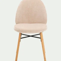 Chaise de repas en tissu et chêne - beige