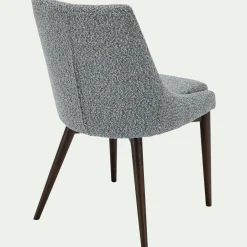 Chaise de repas en tissu bouclette rasé - gris clair