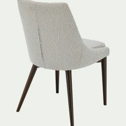 Chaise de repas en tissu bouclette rasé - blanc écru
