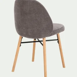 Chaise de repas en tissu et chêne - gris ardoise