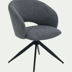 Chaise de repas pivotante avec accoudoirs en tissu - gris