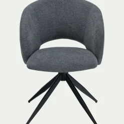 Chaise de repas pivotante avec accoudoirs en tissu - gris