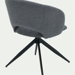 Chaise de repas pivotante avec accoudoirs en tissu - gris