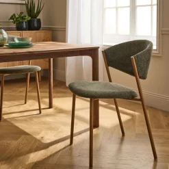 Chaise de repas épurée en tissu - vert