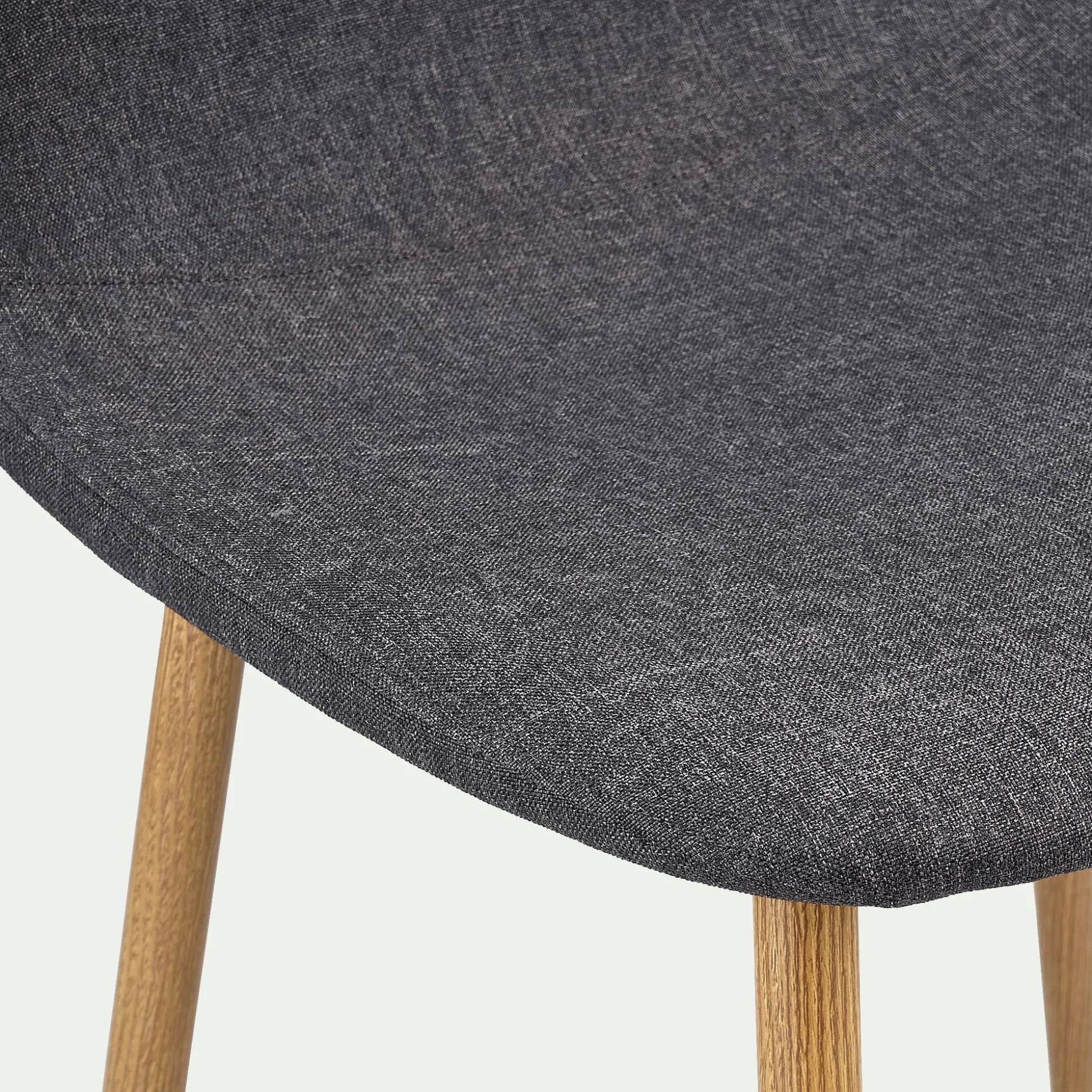 Chaise en acier effet bois et tissu - gris ardoise