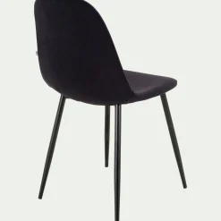 Chaise en acier effet bois et tissu - noir