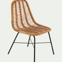 Chaise en rotin et piètement en acier - naturel