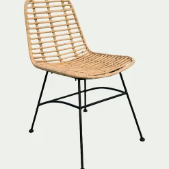 Chaise en rotin tressé et acier - naturel