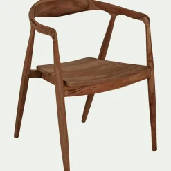 Chaise en teck avec accoudoirs - bois foncé