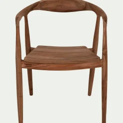Chaise en teck avec accoudoirs - bois foncé