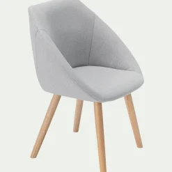 Chaise en tissu avec accoudoirs et piétement naturel - gris borie