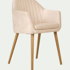 Chaise en tissu avec accoudoirs - beige