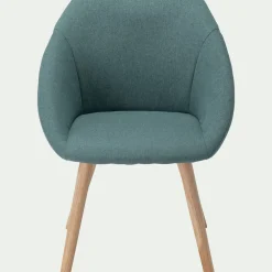 Chaise en tissu avec accoudoirs et piétement naturel - vert cèdre