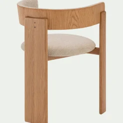 Chaise en tissu bouclette avec accoudoirs - blanc