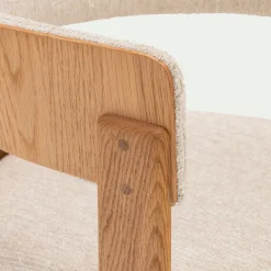 Chaise en tissu bouclette avec accoudoirs - blanc