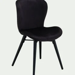 Chaise en tissu effet velours sans accoudoirs - noir