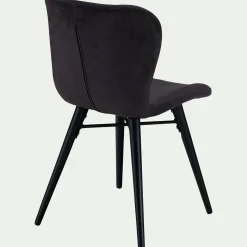 Chaise en tissu effet velours sans accoudoirs - noir