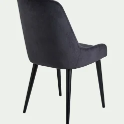 Chaise en tissu effet velours - noir