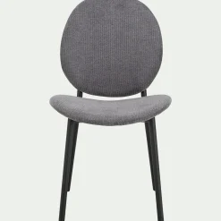 Chaise en tissu et bois d'eucalyptus - gris anthracite