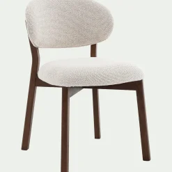 Chaise en tissu et bois de chêne foncé sans accoudoirs - beige