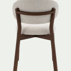 Chaise en tissu et bois de chêne foncé sans accoudoirs - beige