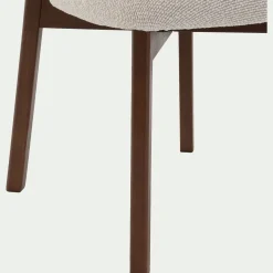 Chaise en tissu et bois de chêne foncé sans accoudoirs - beige