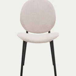 Chaise en tissu et bois d'eucalyptus - beige