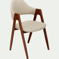 Chaise en tissu et effet bois foncé avec accoudoirs - beige alpilles