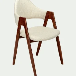Chaise en tissu et effet bois foncé avec accoudoirs - beige roucas