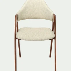 Chaise en tissu et effet bois foncé avec accoudoirs - beige roucas