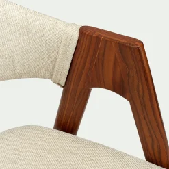 Chaise en tissu et effet bois foncé avec accoudoirs - beige roucas