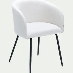 Chaise en tissu et métal avec accoudoirs - blanc ventoux