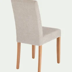 Chaise en tissu et piètement hêtre massif - beige