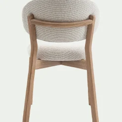 Chaise en tissus et bois de chêne clair sans accoudoirs - beige