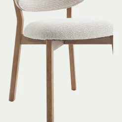 Chaise en tissus et bois de chêne clair sans accoudoirs - beige