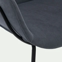 Chaise en velours côtelé avec accoudoirs - bleu autan