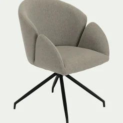 Chaise pivotante avec accoudoirs en tissu et piétement en fer - gris
