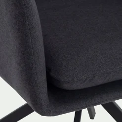 Chaise pivotante avec accoudoirs en tissu - noir