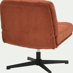 Chaise pivotante en velours côtelé et piétement en fer - brun rustrel