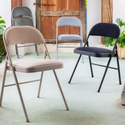 Chaise pliante en métal et tissu - gris restanque